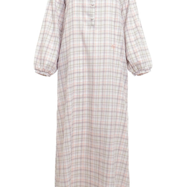 Crest Henley Dress - Sage Green Check COTTON