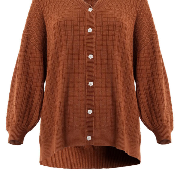 Shirina Knitted Drop Shoulder Cardigan - Chocolate